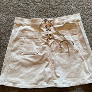 Y2k denim off white mini Lace-Up  Skirt express sz 10